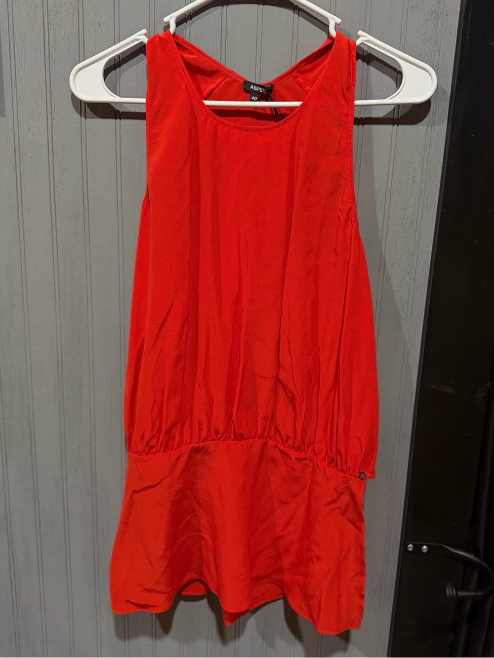 Aspesi Red Silk top with drop waist design